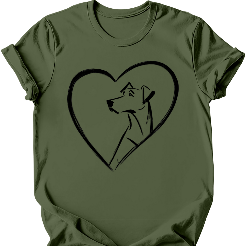 Rhodesian Ridgeback heart dog tee military green