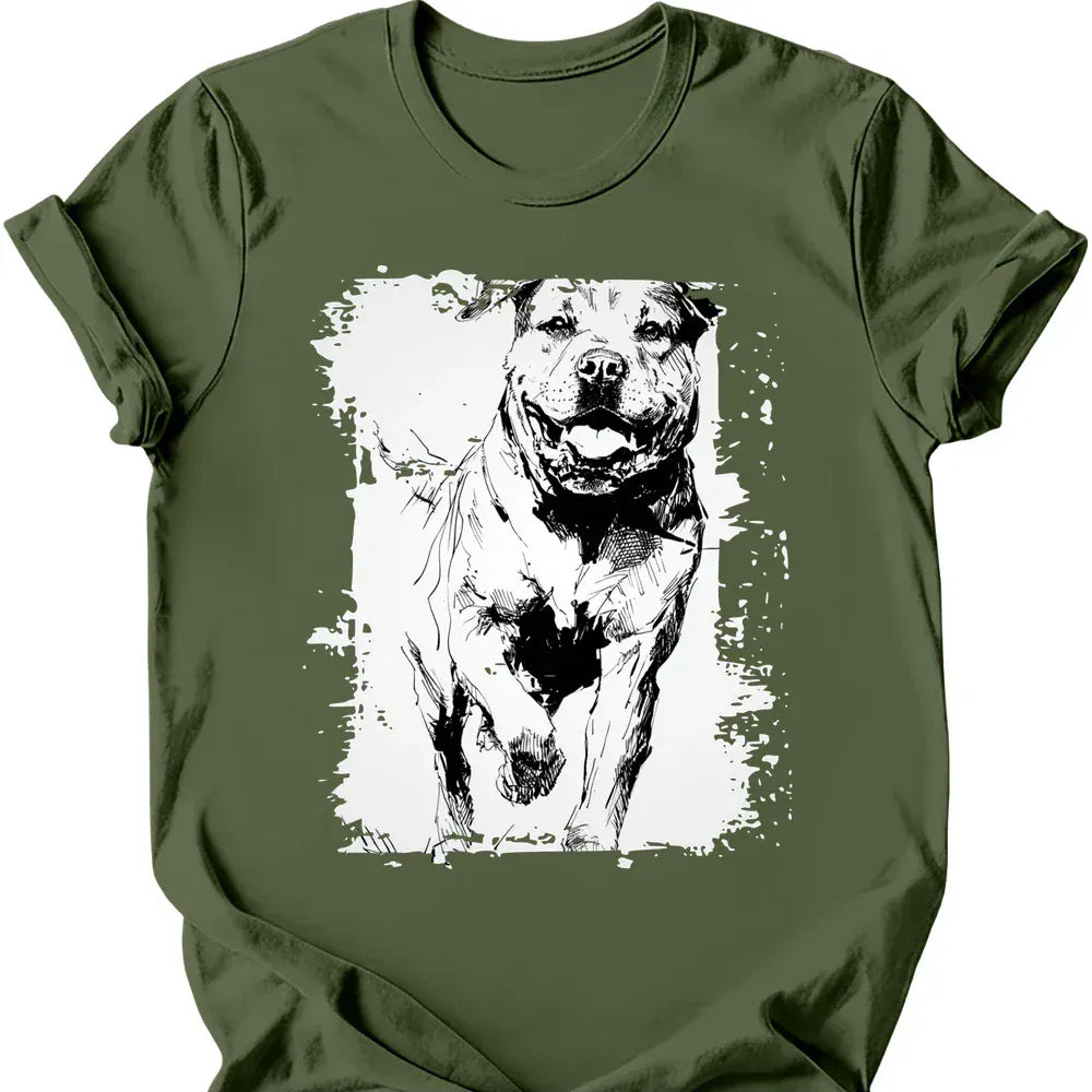 Rottweiler running dog tee military green