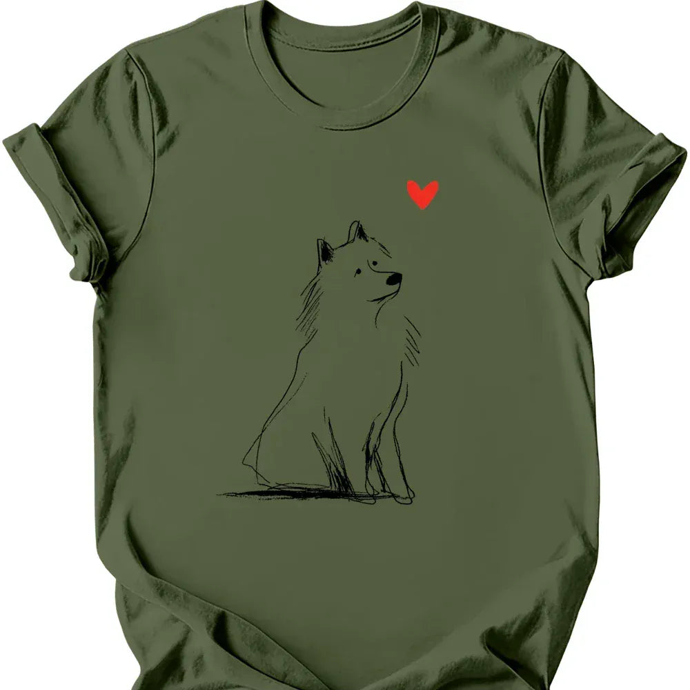 Samoyed sketch tee military green