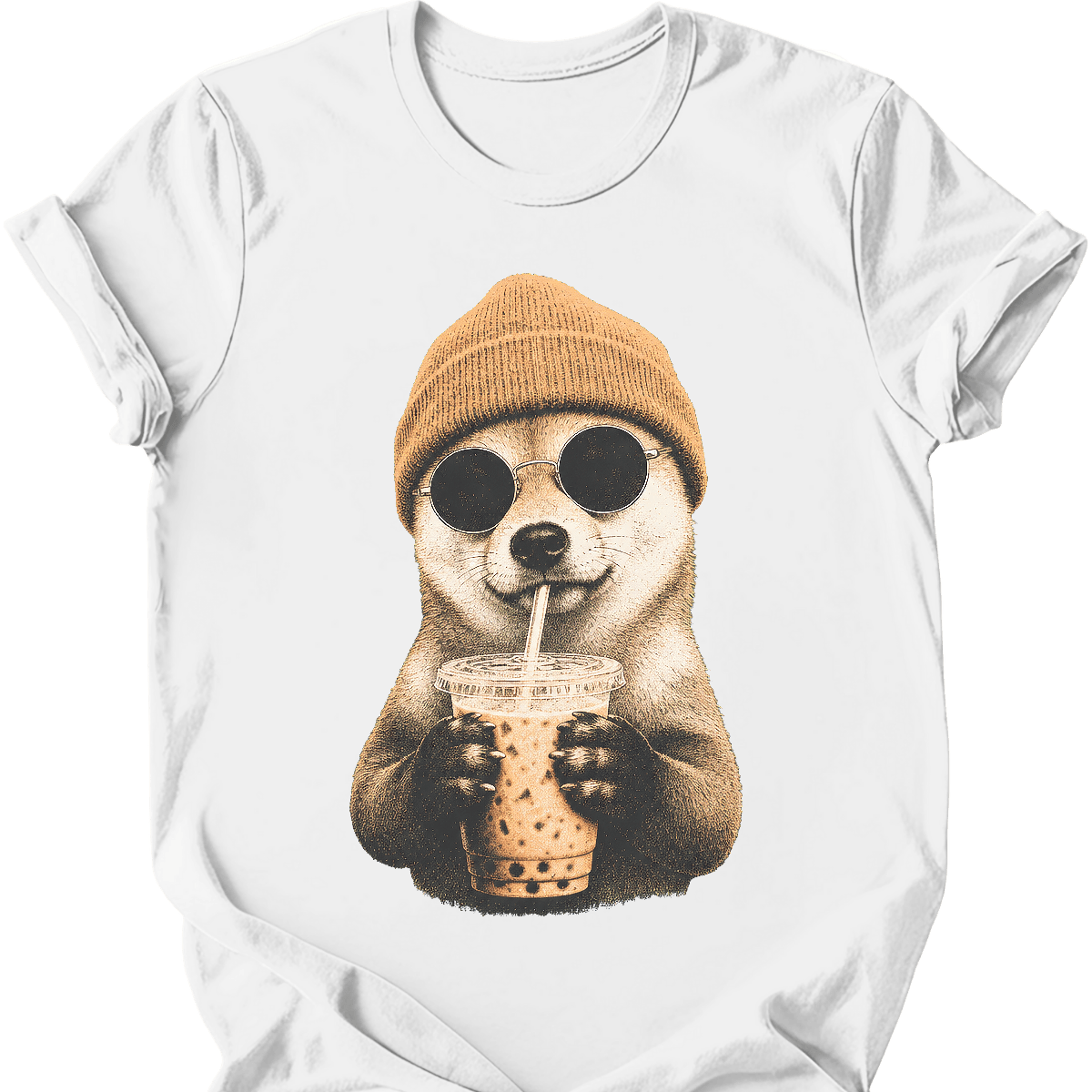 shiba inu hipster dog tee white