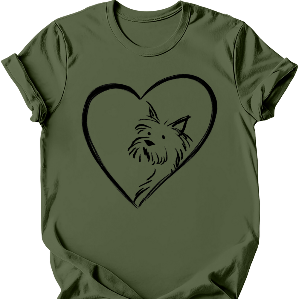 Yorkshire Terrier heart dog tee military green
