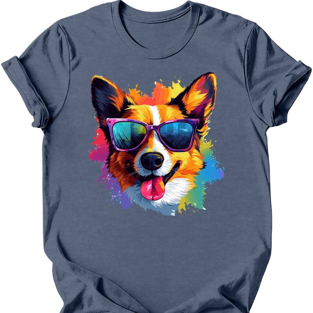 Welsh Corgi - Top Dog T-Shirt - Heather Indigo