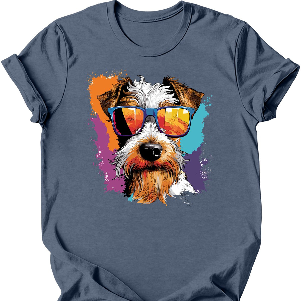Wire Fox Terrier - Top Dog T-Shirt - Heather Indigo