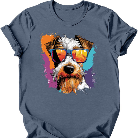 Wire Fox Terrier - Top Dog T-Shirt - Heather Indigo
