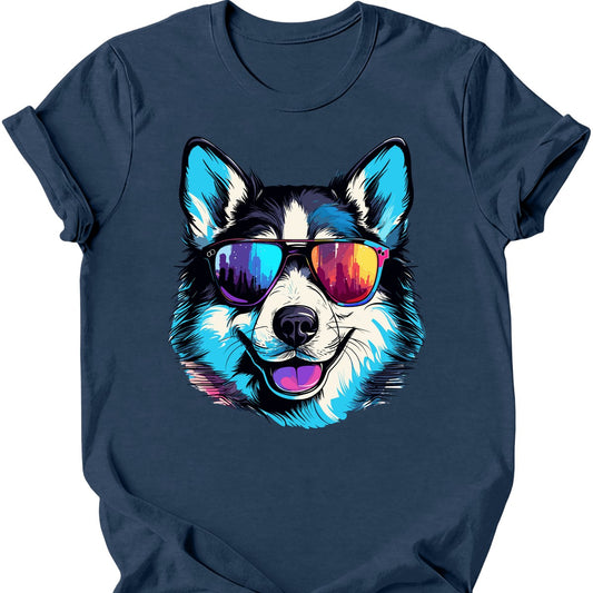 Siberian_Husky - Top Dog T-Shirt - Heather Navy
