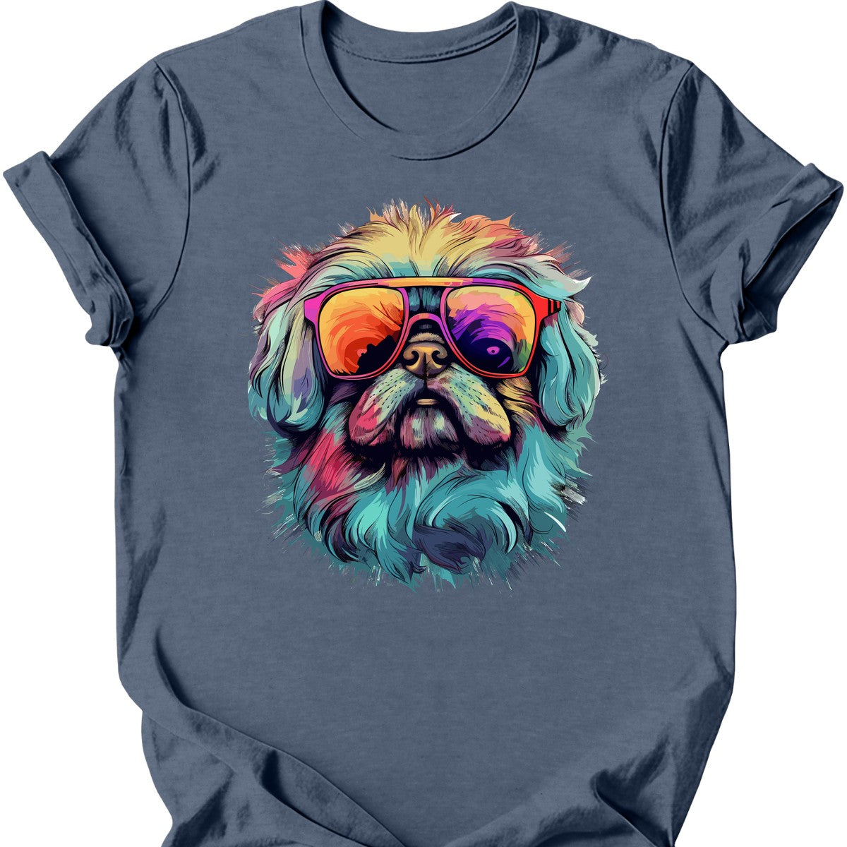 Pekingese - Top Dog T-Shirt - Heather Indigo