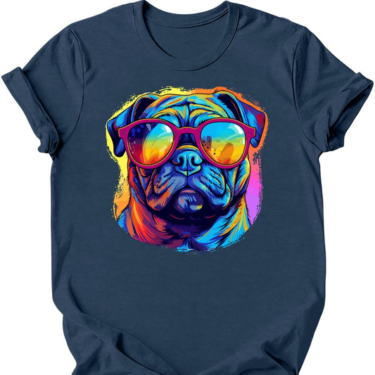 Pug - Top Dog T-Shirt - Heather Navy