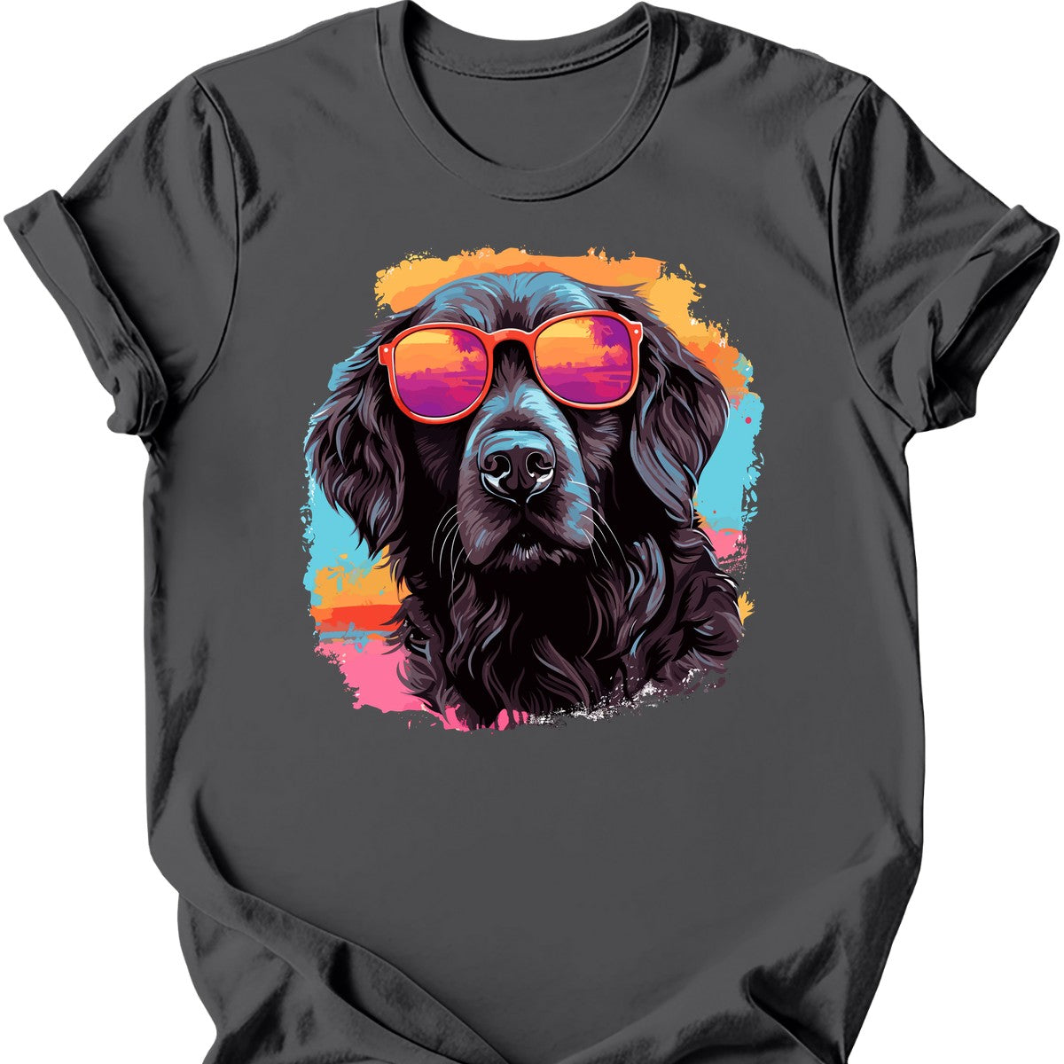 Flat Coated Retriever - Top Dog T-Shirt - Charcoal