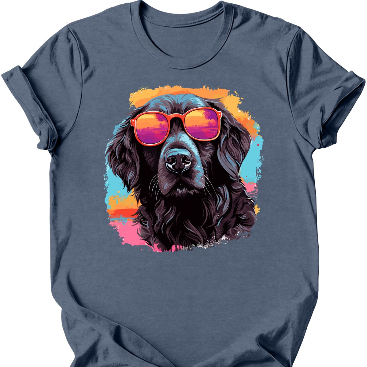 Flat Coated Retriever - Top Dog T-Shirt - Heather Indigo