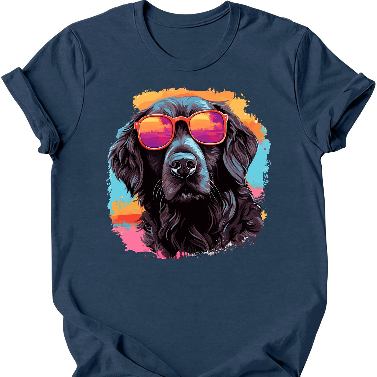Flat Coated Retriever - Top Dog T-Shirt - Heather Navy