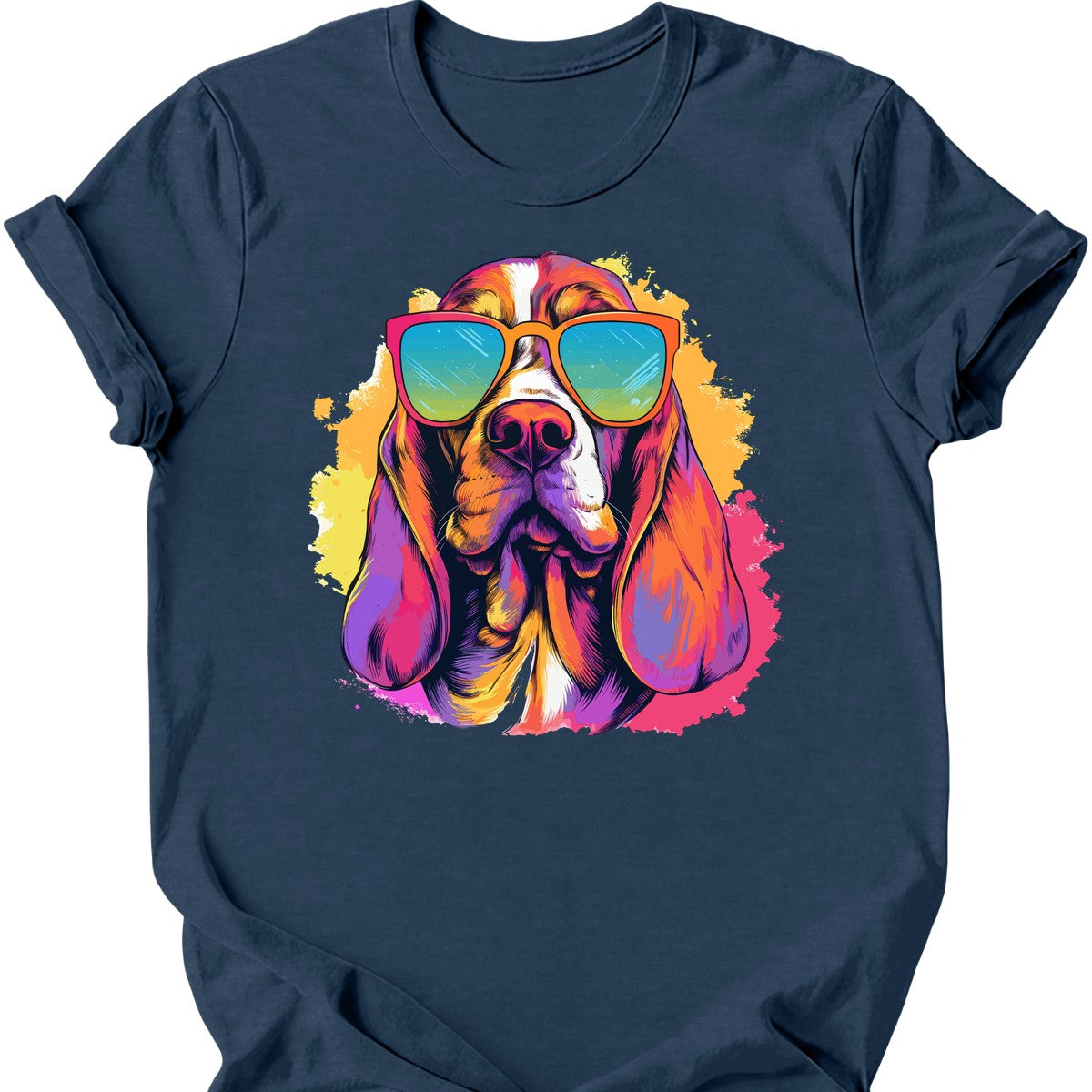 Basset Hound - Top Dog T-Shirt - Heather Navy