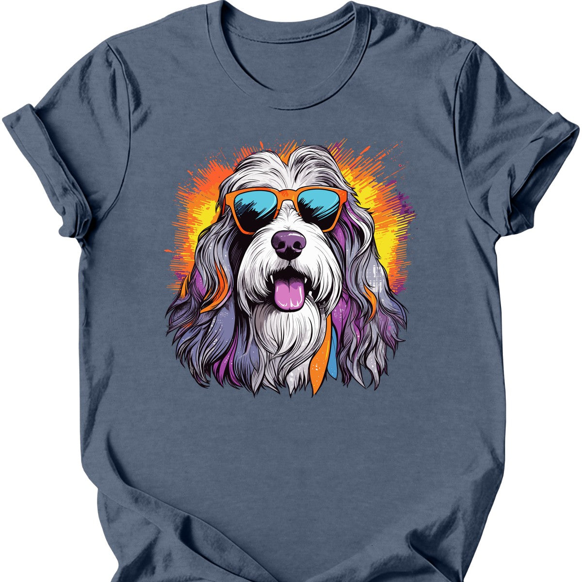 Bearded Collie - Top Dog T-Shirt - Heather Indigo