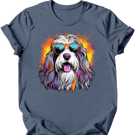 Bearded Collie - Top Dog T-Shirt - Heather Indigo