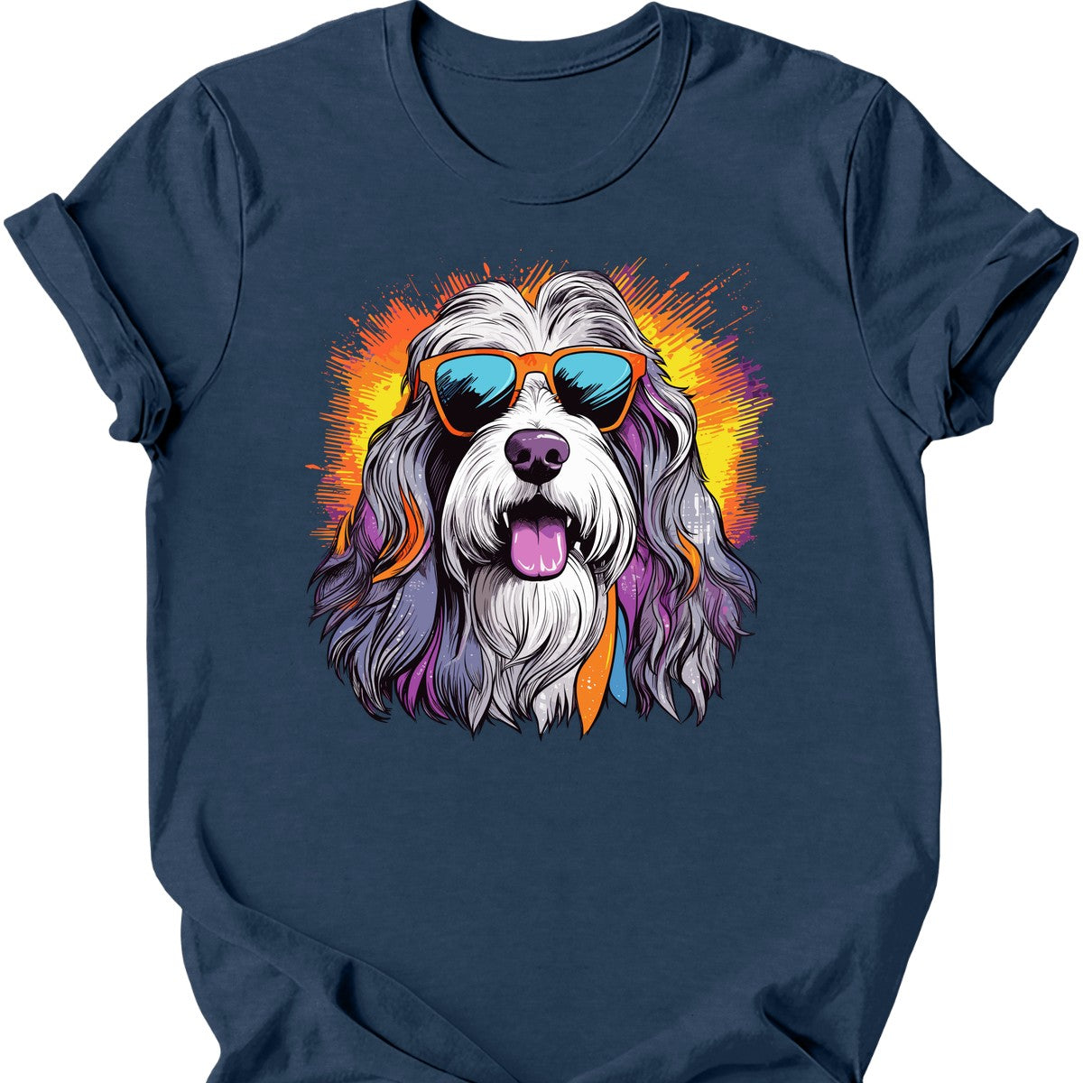 Bearded Collie - Top Dog T-Shirt - Heather Navy