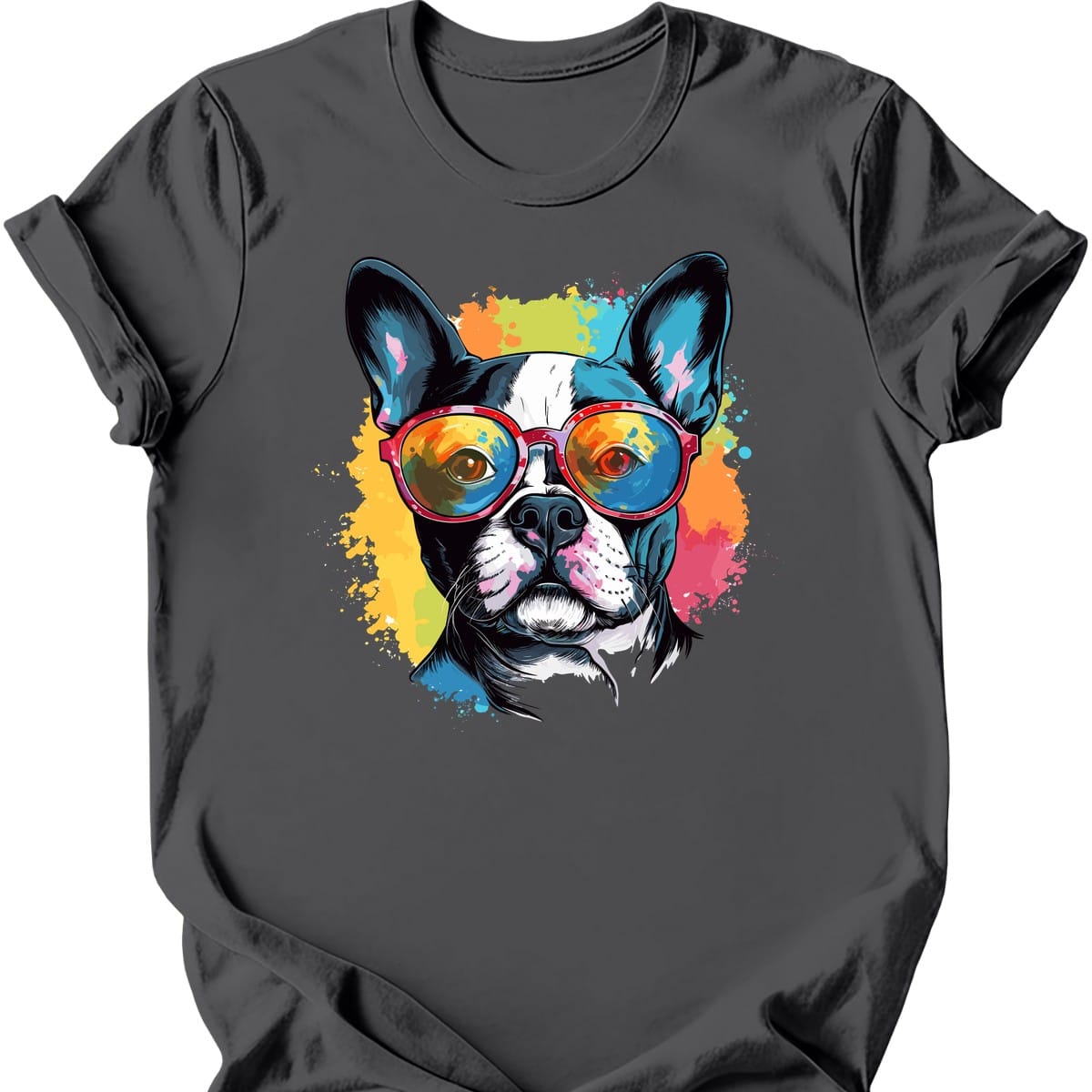 Boston Terrier - Top Dog T-Shirt - Charcoal