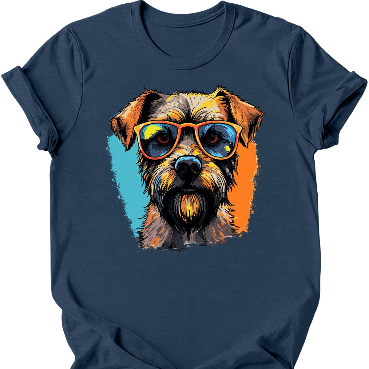 Border Terrier - Top Dog T-Shirt - Heather Navy