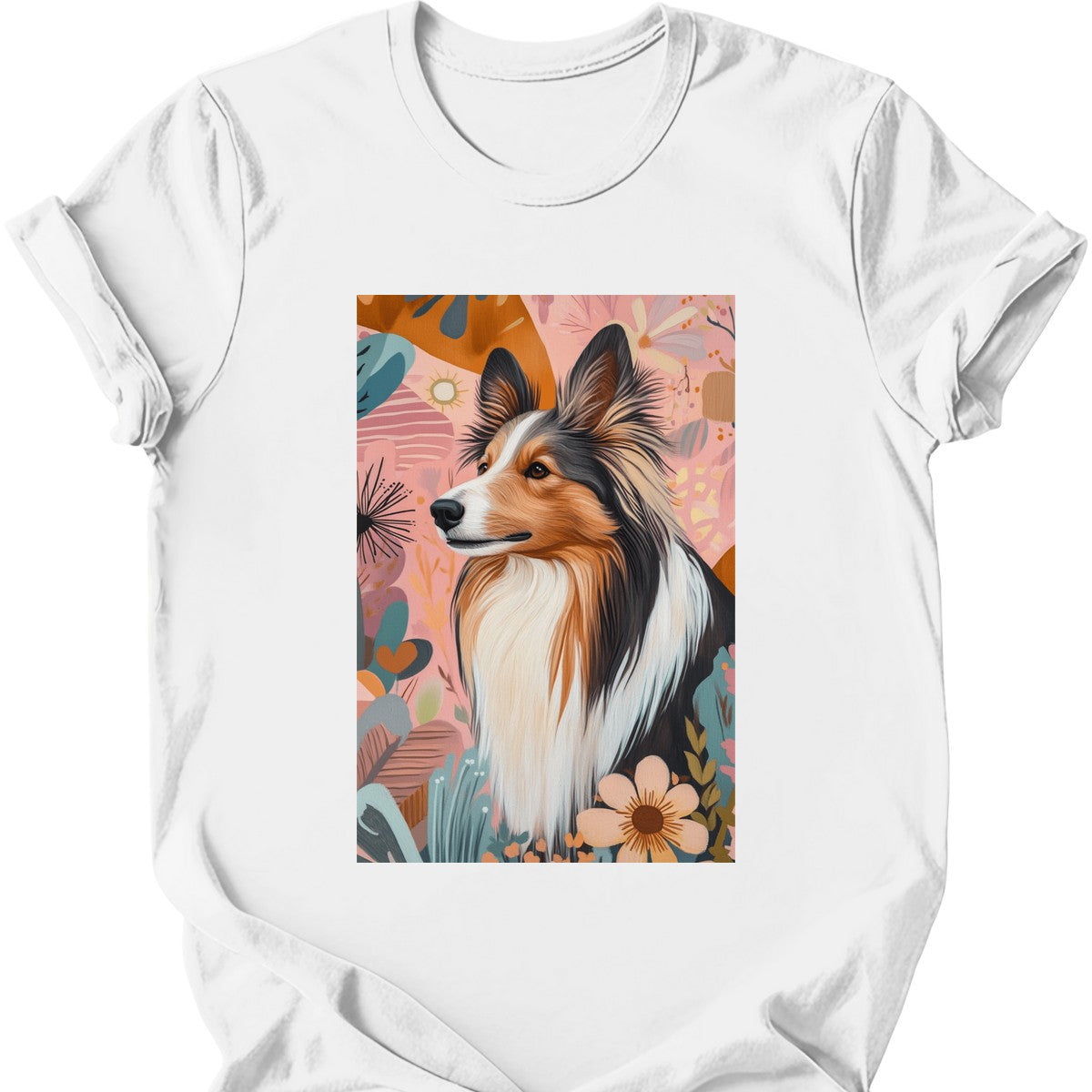 Shetland Sheepdog - Boho Dog T-Shirt - White