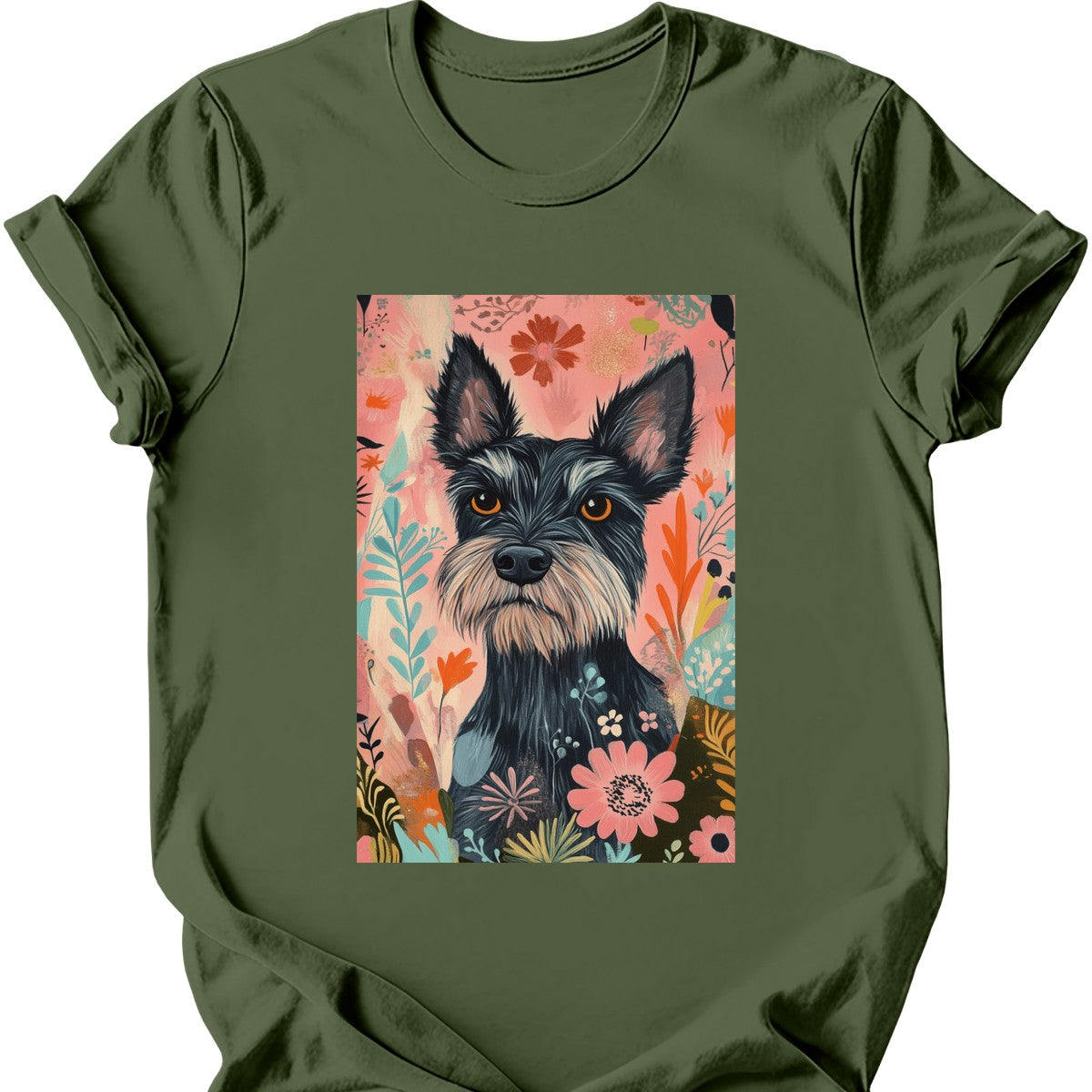 Paddledale Terrier - Boho Dog T-Shirt - Military Green