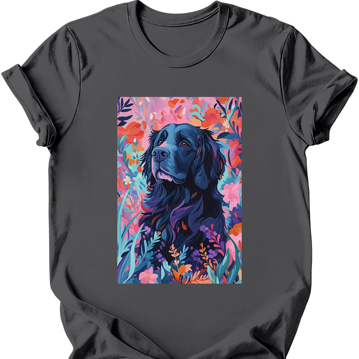 Newfoundland - Boho Dog T-Shirt - Charcoal