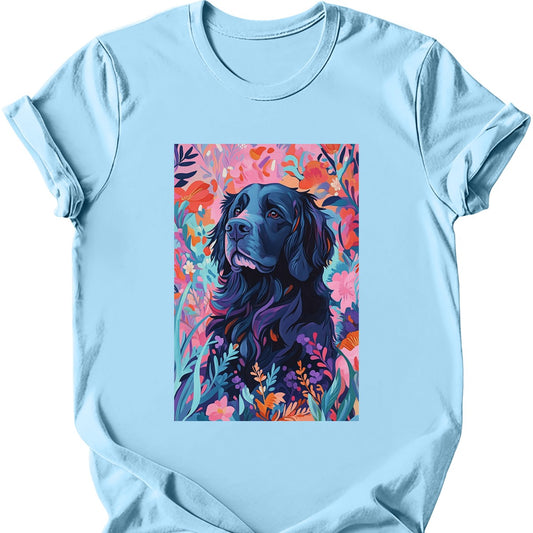 Newfoundland - Boho Dog T-Shirt - Light Blue