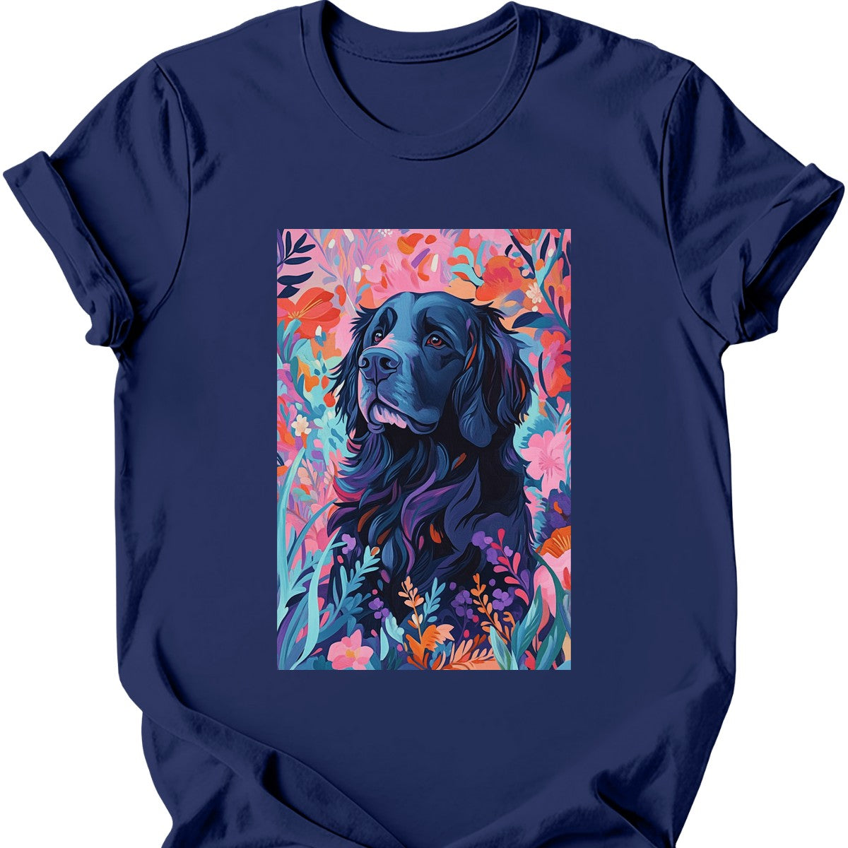 Newfoundland - Boho Dog T-Shirt - Navy