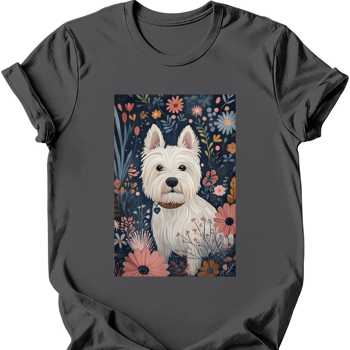 West Highland White Terrier - Boho Dog T-Shirt - Charcoal