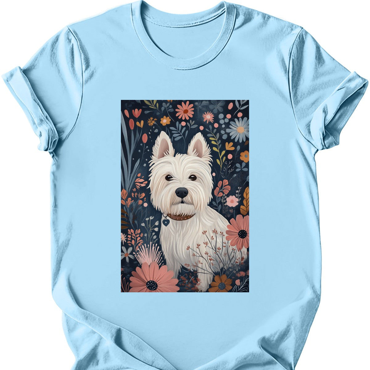 West Highland White Terrier - Boho Dog T-Shirt - Light Blue
