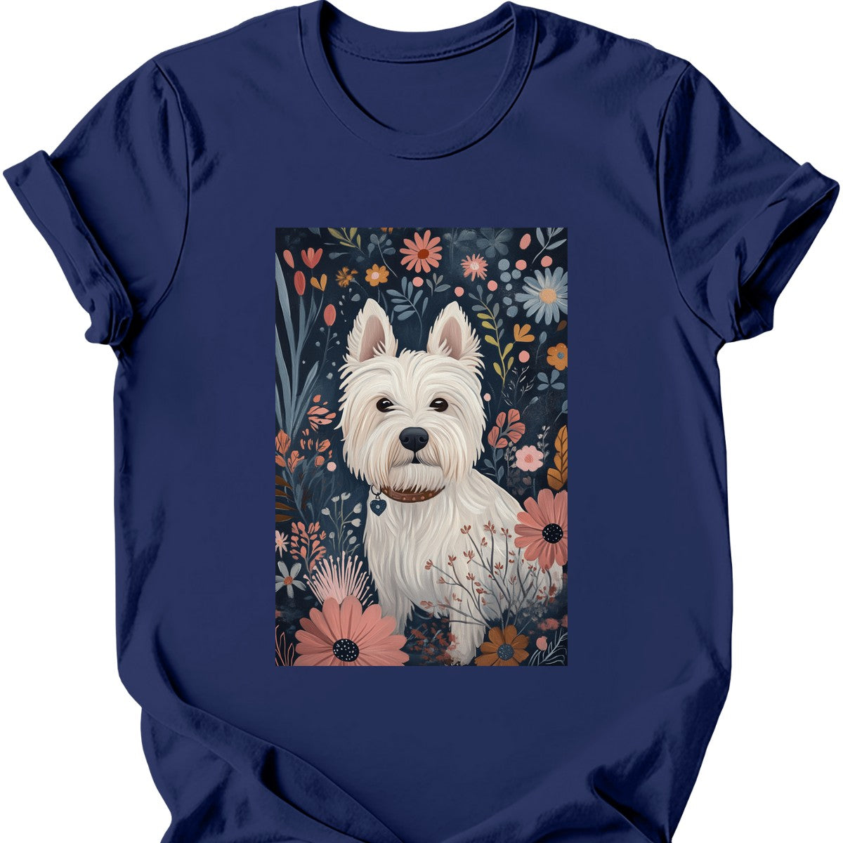 West Highland White Terrier - Boho Dog T-Shirt - Navy