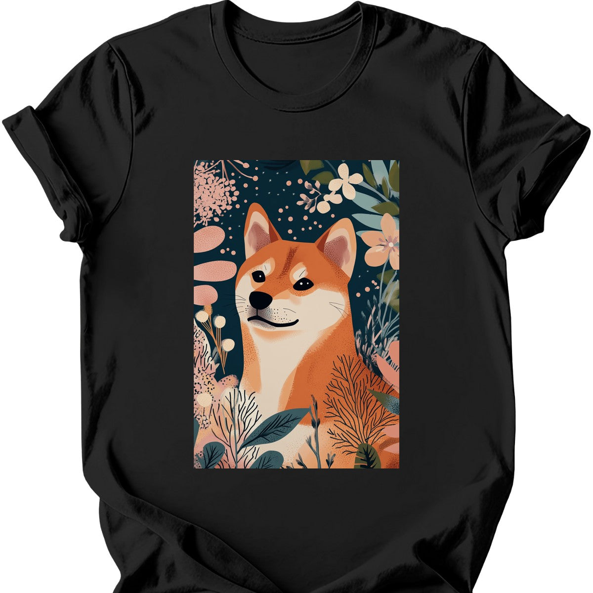 Shiba Inu - Boho Dog T-Shirt - Black