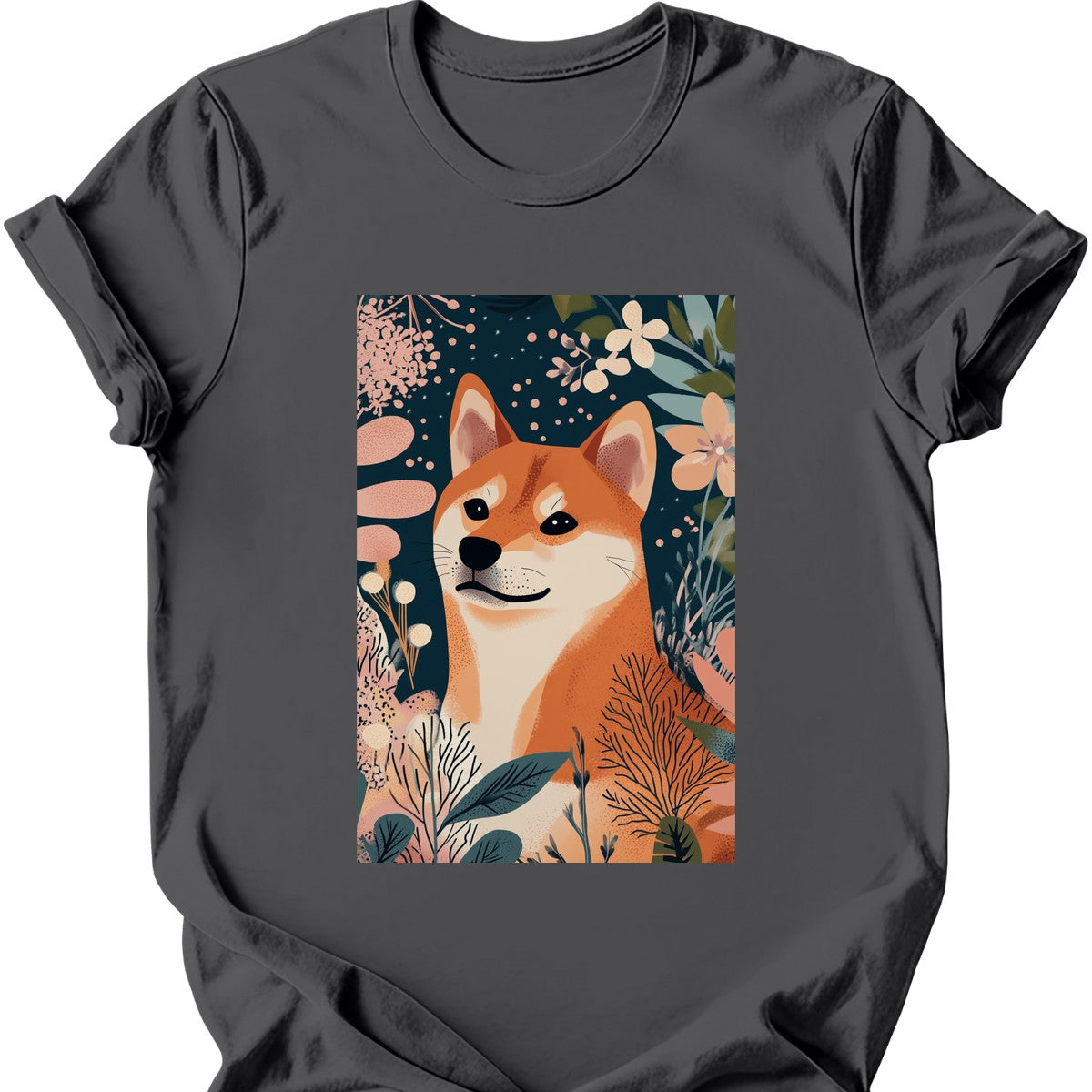 Shiba Inu - Boho Dog T-Shirt - Charcoal