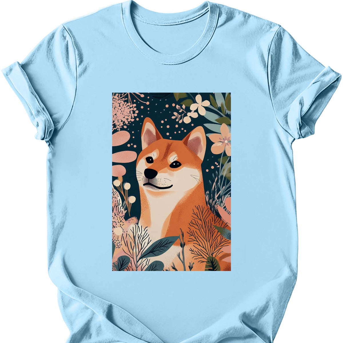 Shiba Inu - Boho Dog T-Shirt - Light Blue