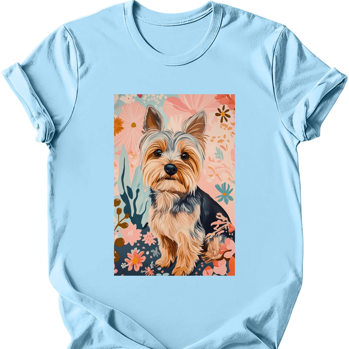 Yorkshire Terrier - Boho Dog T-Shirt - Light Blue