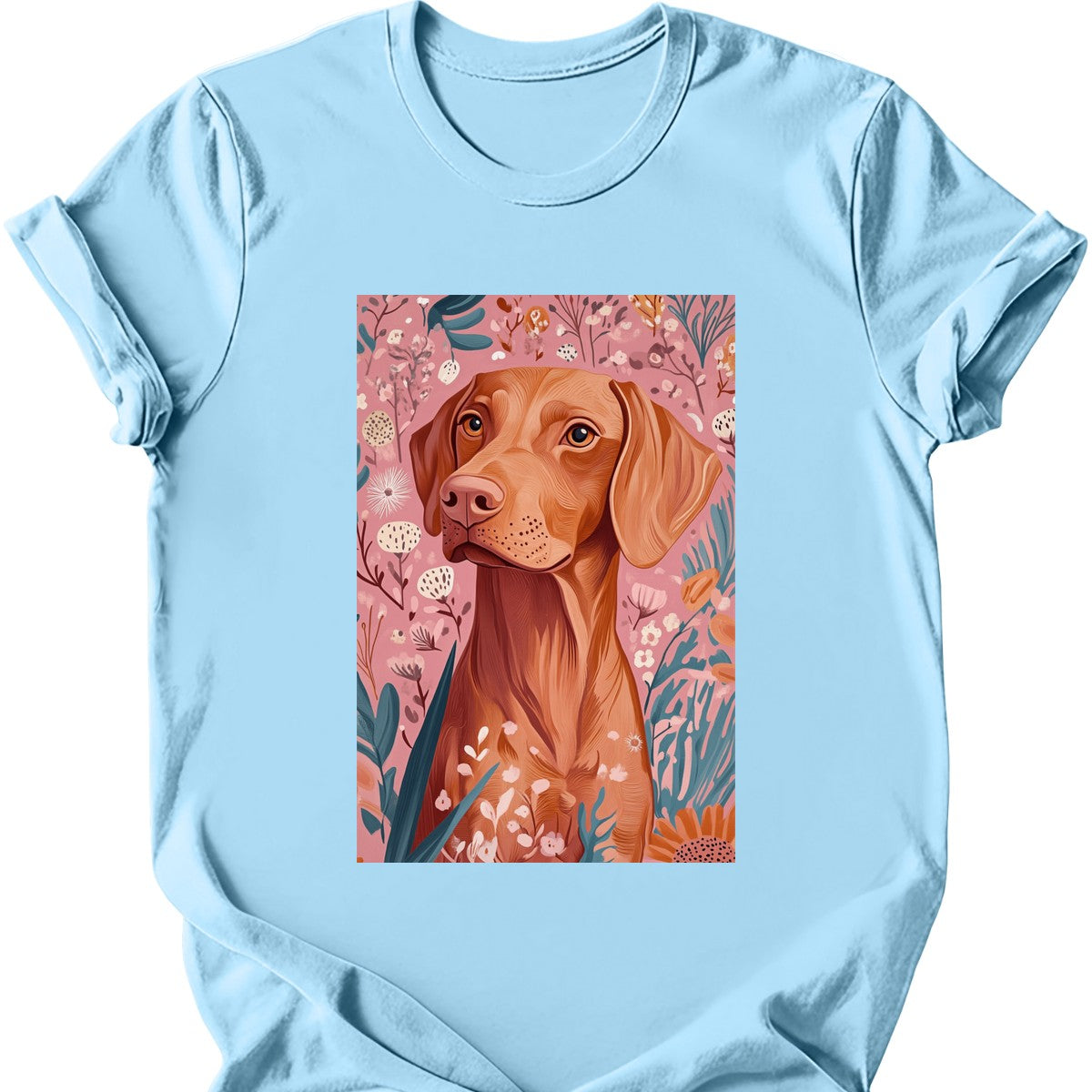 Vizsla - Boho Dog T-Shirt - Light Blue