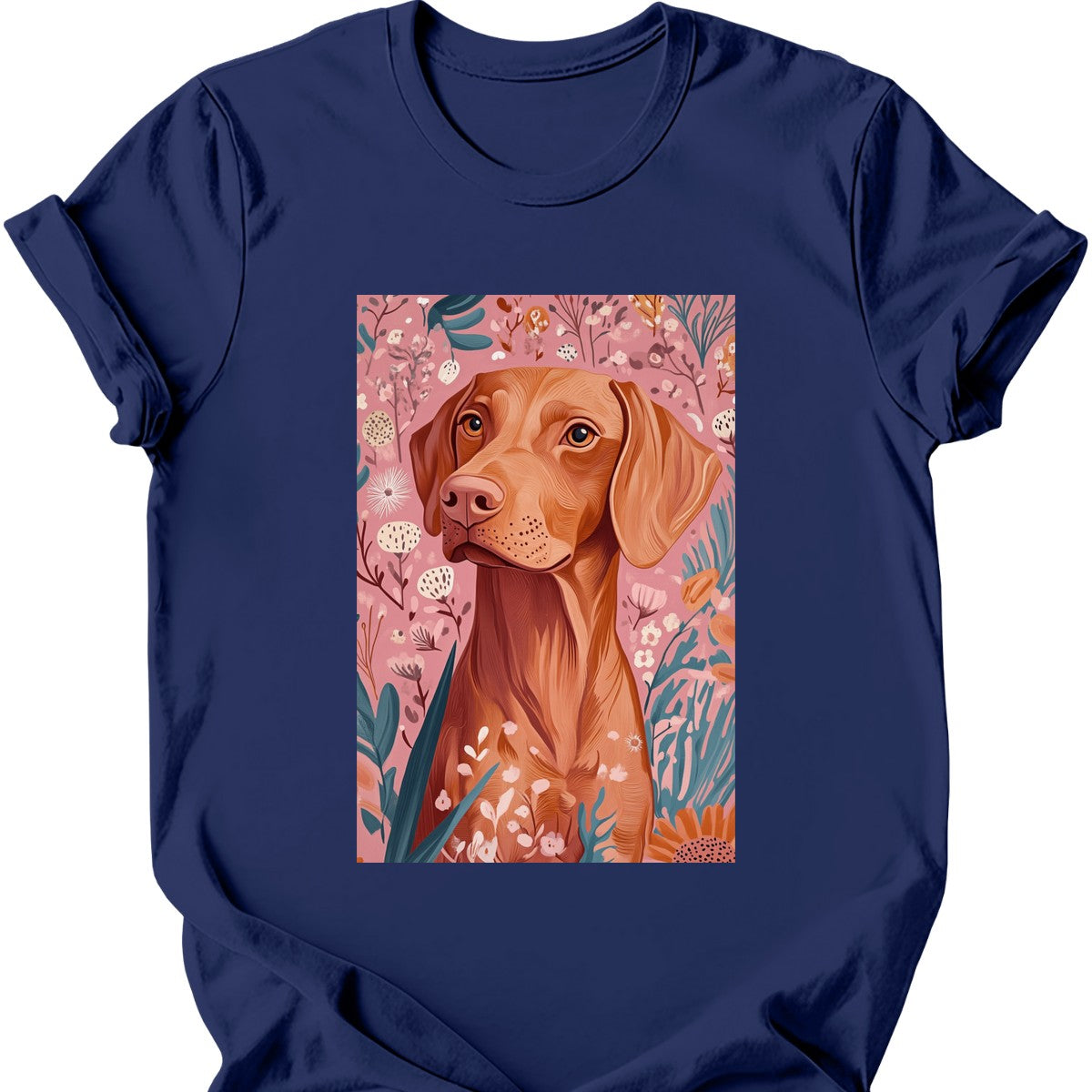 Vizsla - Boho Dog T-Shirt - Navy