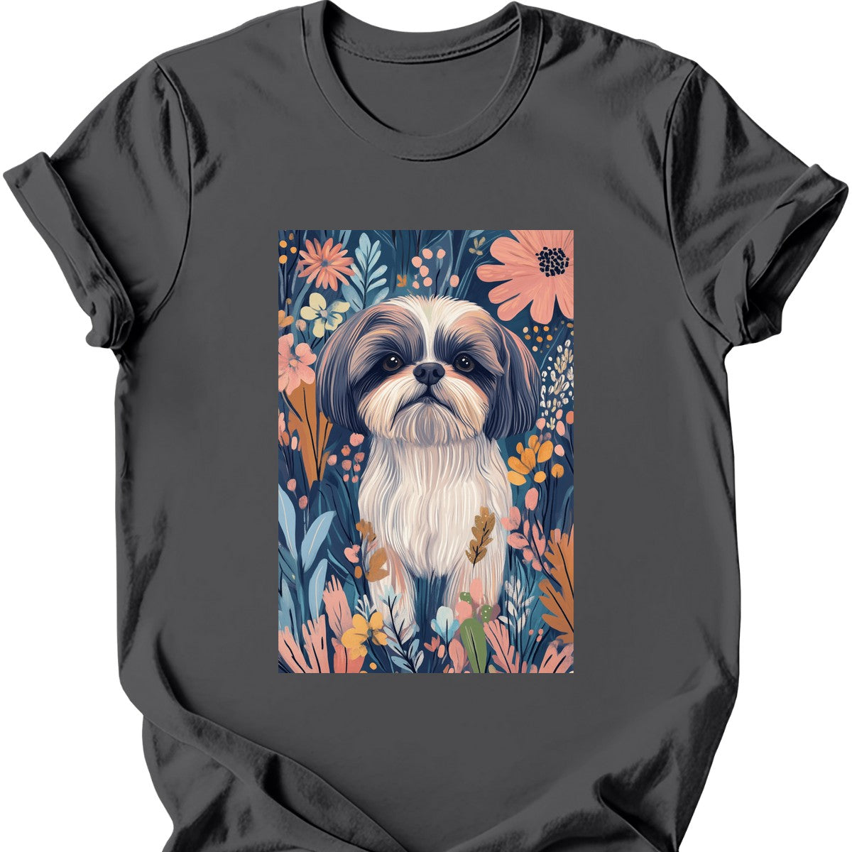 Shih Tzu - Boho Dog T-Shirt - Charcoal