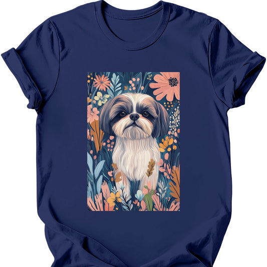 Shih Tzu - Boho Dog T-Shirt - Navy