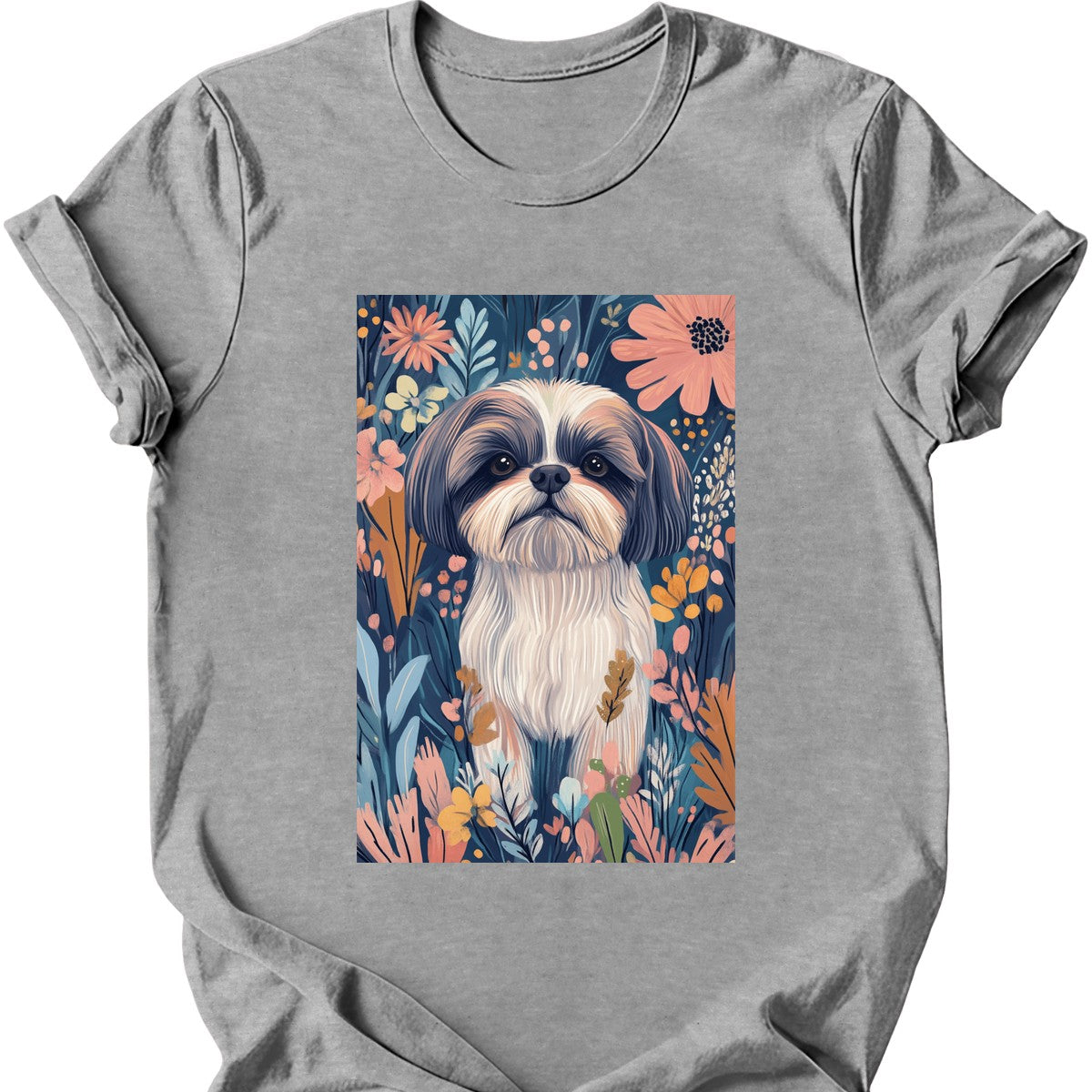 Shih Tzu - Boho Dog T-Shirt - Sport Grey