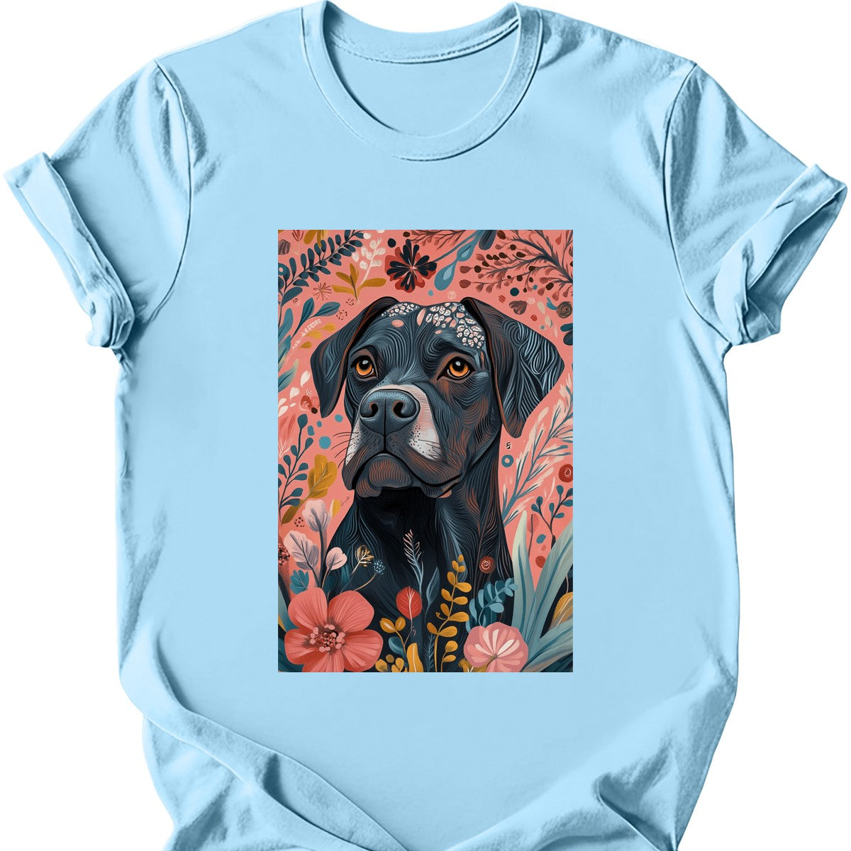 Mastiff - Boho Dog T-Shirt - Light Blue