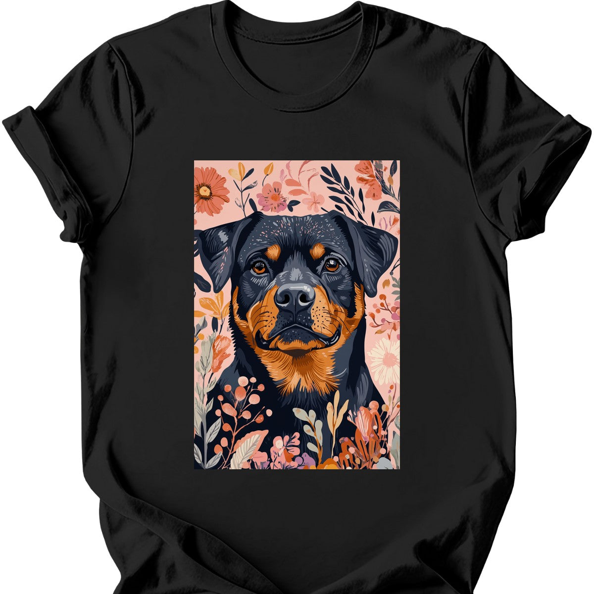 Rottweiler - Boho Dog T-Shirt - Black