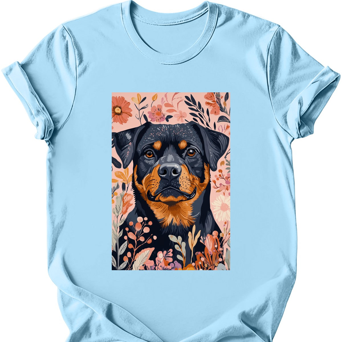 Rottweiler - Boho Dog T-Shirt - Light Blue