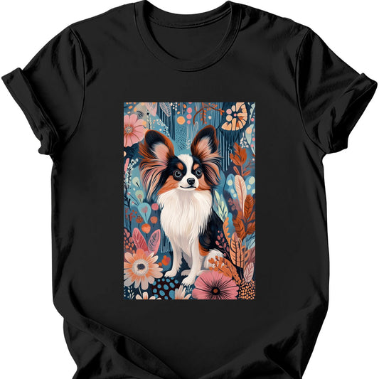 Papillon - Boho Dog T-Shirt - Black