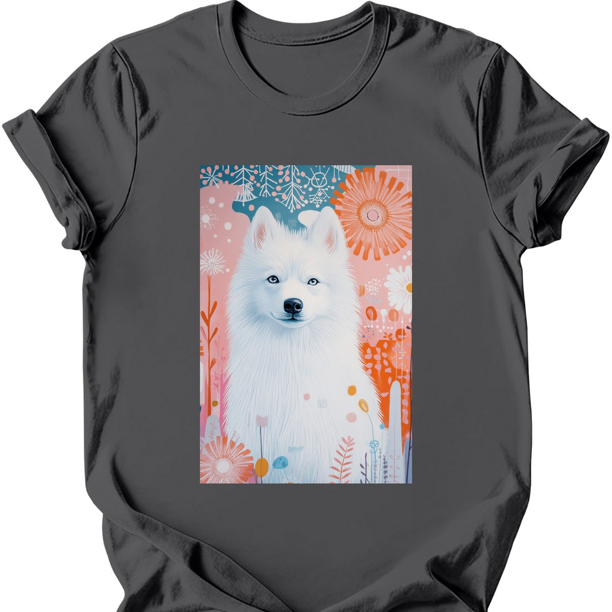Samoyed - Boho Dog T-Shirt - Charcoal