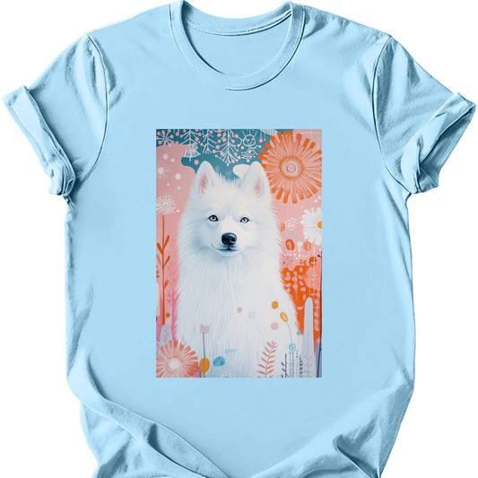 Samoyed - Boho Dog T-Shirt - Light Blue