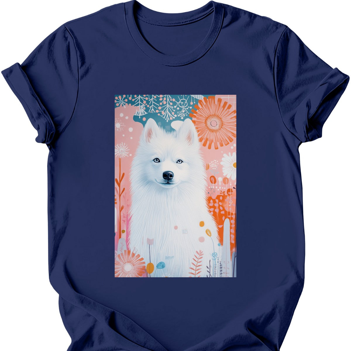 Samoyed - Boho Dog T-Shirt - Navy