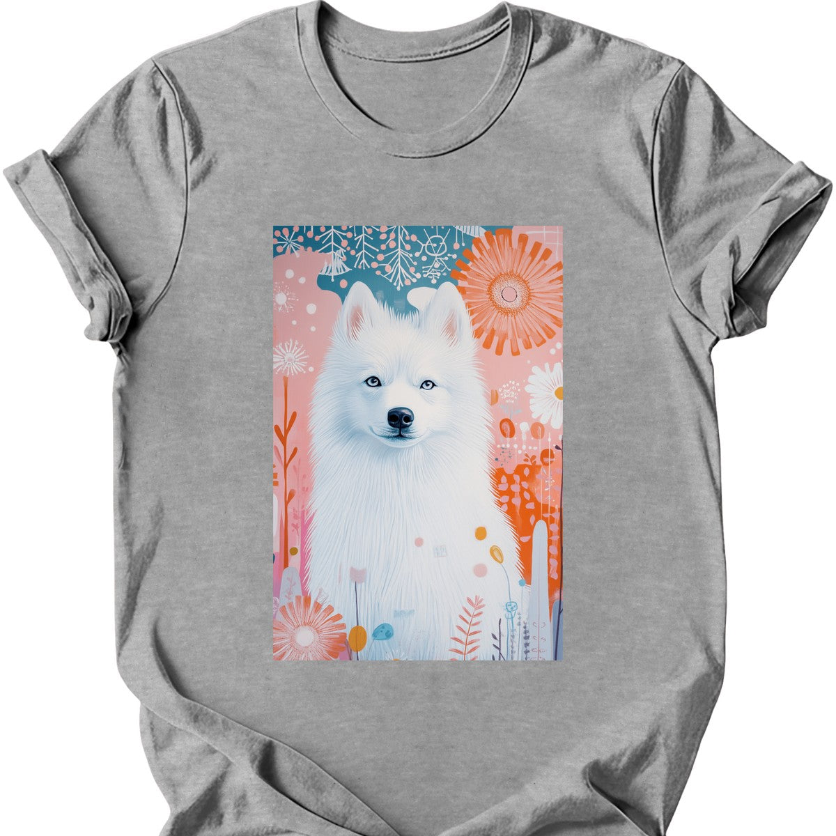 Samoyed - Boho Dog T-Shirt - Sport Grey