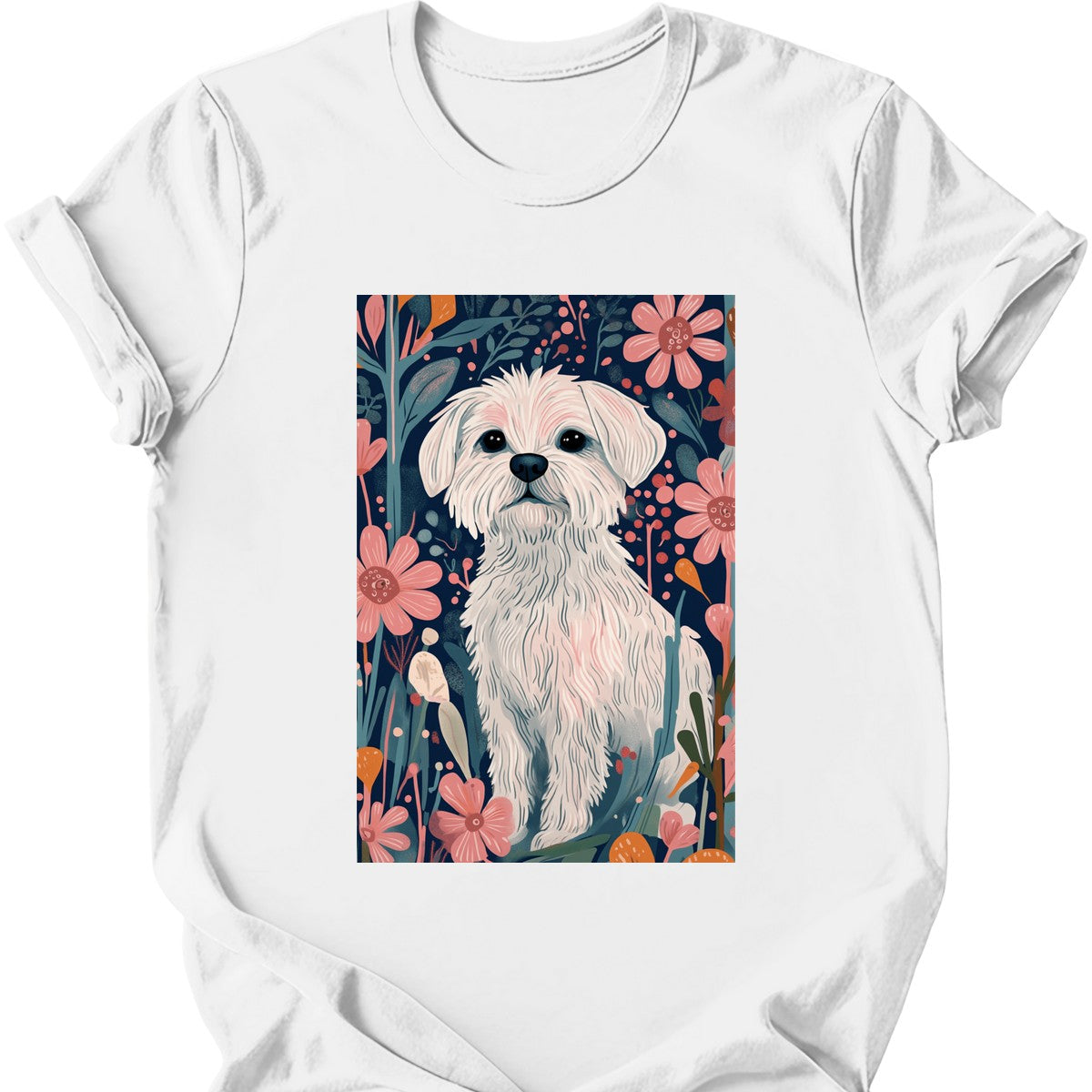 Maltese - Boho Dog T-Shirt - White
