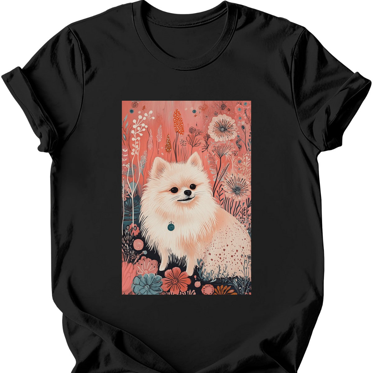 Pomeranian - Boho Dog T-Shirt - Black