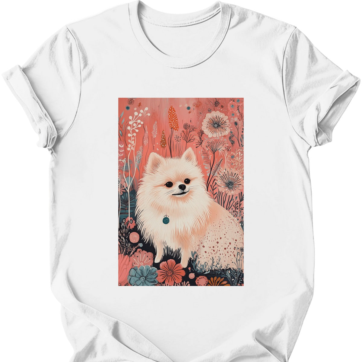 Pomeranian - Boho Dog T-Shirt - White