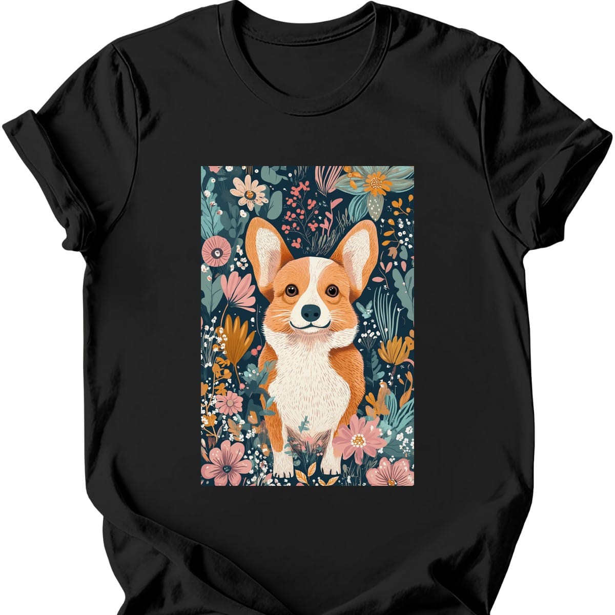 Pembroke Welsh Corgi - Boho Dog T-Shirt - Black
