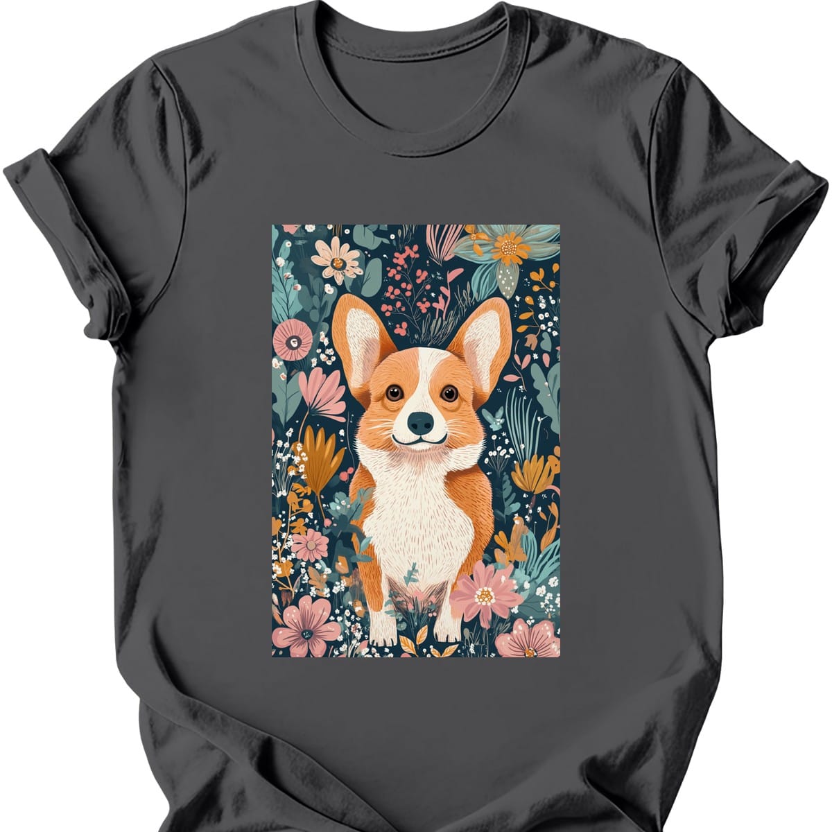 Pembroke Welsh Corgi - Boho Dog T-Shirt - Charcoal